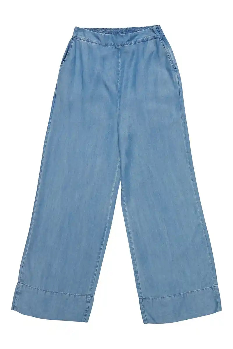 Pantalone Donna a palazzo Denim Tencel