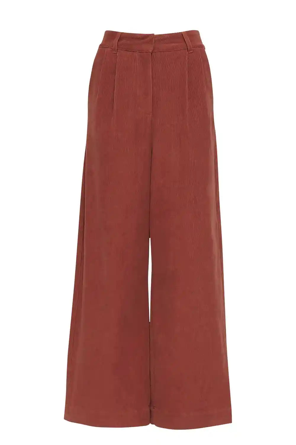 Pantalone palazzo donna invernale velluto rosso mattone