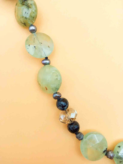 Collana Vintage Onice Nera e Prehnite